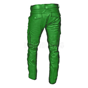 Pantalon Cargo en cuir pour homme de couleur unie Pantalon Cargo en cuir à poches multiples Pantalon Cargo en cuir pour homme de marque privée à vendre - Product Image 4