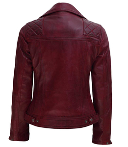 Chaqueta de Motociclista de Cuero de Oveja Genuino Estilo Vintage para Mujer con Forro de Satén, Diseño Tejido Transpirable, Reversible y Resistente al Viento - Product Image 2