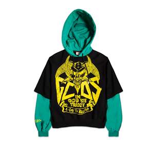 เสื้อฮู้ดผู้หญิง GCDS รุ่น Maxi Devil แบบมีฮู้ดสองชั้น เนื้อผ้าไหม ระบายอากาศได้ดี สไตล์สตรีทแวร์ ไซส์ XS แบบครอปท็อป มีลาย - Product Image 1
