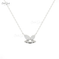 Collier de mariage délicat en forme d'abeille de haute qualité 0,12 ct, chaîne en or jaune massif 14 carats, bijoux sans nickel