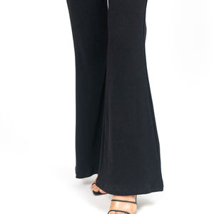 Logo personnalisé d'usine en gros pantalon évasé pour femmes nouveau design respirant de haute qualité vêtements décontractés pour femmes pantalon de couleur noire - Product Image 3