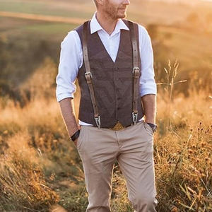 Tirantes de cuero genuino para hombre Tirantes ajustables clásicos Duradero Ligero para ropa informal formal Cuero de vaca Premium - Product Image 4