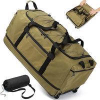 Mochila de lona plegable sin marca de 120L al por mayor, mochila con ruedas para fin de semana, almacenamiento de gran capacidad, maleta de viaje impermeable