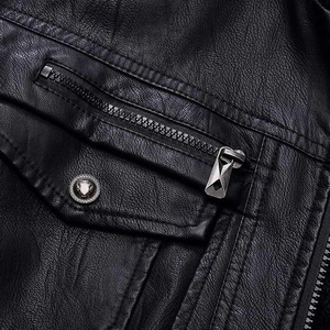 Veste en cuir de haute qualité tendance pour hommes, nouvelle mode personnalisée, logo sur le devant en toile, moto, vente en gros, peau de crocodile - Product Image 4