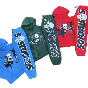 Ensemble survêtement unisexe en coton personnalisé pour homme avec impression 3D en relief, sweat-shirt oversize et pantalon de jogging. Survêtement vintage brodé lourd - Product Image 1