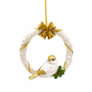 Ornamento Minimalista da Esterno a Forma di Piccolo Uccello in Anello Circolare, Artigianato in Resina, Decorazione Natalizia da Appendere a Albero, Porta o Parete - Product Image 3