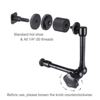 Bras magique articulé en métal de 7 pouces, Super pince crabe Kit pour Flash LCD moniteur LED vidéo lumière SLR DSLR appareil photo accessoire