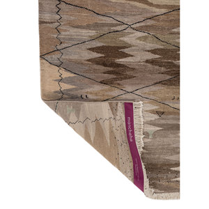 พรมไหมพรมผสมไหมสีเบจน้ำตาลลายเรขาคณิตทรงสี่เหลี่ยมผืนผ้า ยี่ห้อ Freedom Manchaha สำหรับตกแต่งบ้าน ห้องนั่งเล่น และทางเดิน - Product Image 5