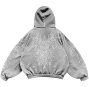 Sudadera con Capucha Vintage HUDIE Unisex, Estilo Acid Wash, Corte Cuadrado, Regular, Invierno, con Estampado de Puntos, Personalizada, Estilo Y2K, Streetwear con Impresión DTG, Sudadera para Hombre - Product Image 2