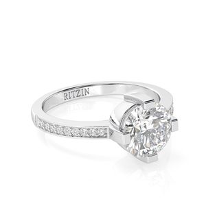 1.00ct Round Cut Diamond Solitaire avec Accents Bague de fiançailles pour femme - Product Image 2