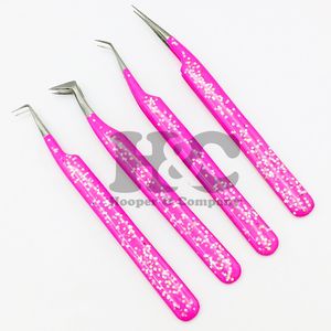 Pinces à cils professionnelles en acier inoxydable antistatiques et antimagnétiques, design personnalisé ombré, isolation de cils en vison, courbées, volume russe - Product Image 2