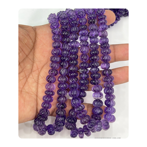 Cuentas Sueltas de Amatista Púrpura Natural en Forma de Calabaza, 17 Pulgadas, Tamaño 8-10 mm - Product Image 1