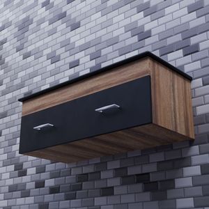 Armoire murale de salle de bain en bois, armoire de rangement murale avec poignées métalliques, unité de rangement au-dessus des toilettes - Product Image 1