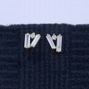 Joyería al por mayor de fábrica Baguette redondo diamante natural tachuelas sólido 18K oro Push Back Stud pendientes producibles en 10K/14K - Product Image 6