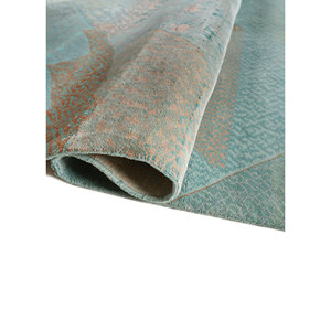 พรมไหมถักมือสีน้ำเงิน Manchaha Luv-647 ลายแบบนามธรรม สำหรับทางเข้าบ้าน ห้องนั่งเล่น รูปทรงสี่เหลี่ยมผืนผ้า เทคนิคการเย็บแบบ Patchwork ทำด้วยมือ - Product Image 2