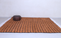 Tapis Beni Ourain à carreaux brun chocolat, grand tapis berbère en laine marocaine personnalisé, décoration d'intérieur