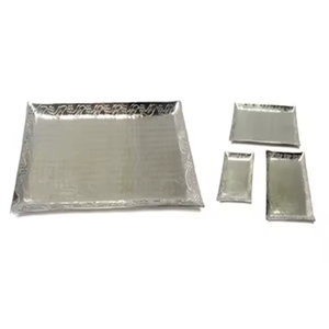 Plateau de service rectangulaire en aluminium Art Déco avec placage or, design durable, logo et taille personnalisés - Product Image 2