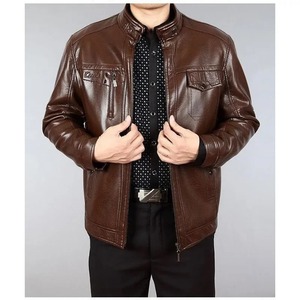 Veste en cuir véritable de haute qualité pour hommes en cuir de vache à la cire à l'huile avec fermeture à glissière de style rétro américain - Product Image 4