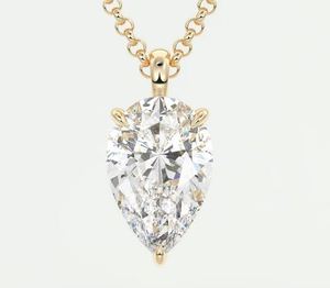 Collier à breloques en forme de poire avec diamant VVS en argent 925 plaqué or bijoux de fête pour femmes - Product Image 1