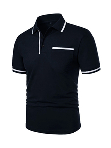 Polos de manga corta para hombre, camiseta informal de Color sólido, camiseta de verano a la moda, transpirable, suelta, básica, con bolsillos, camisas para hombre - Product Image 5