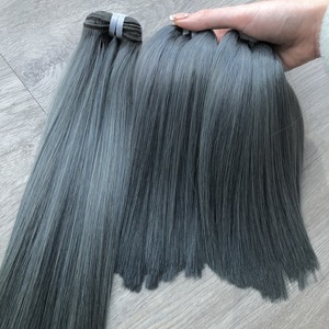 LINU <b>Grey</b> Virgin Vietnamese Human Hair Bundle Full Lace Front Double Drawn 250% Density HD Transparent for Lace 300gr for Lace - Product Image 2