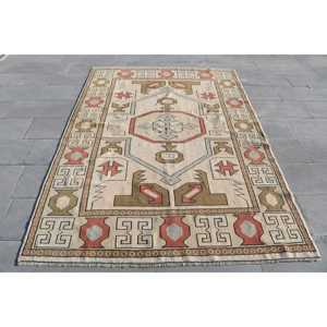 Vintage Turkish Rug 5.2x7.8 ft (160x237 cm), Red <b>Brown</b> Patchwork Rug - Product Image 1