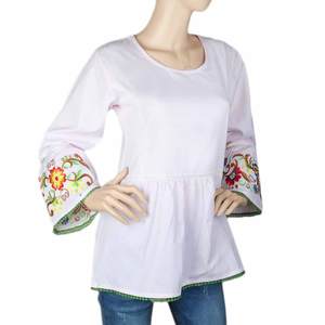 Blusa Plisada Estilo Western para Mujer - Rosa Claro - Product Image 1