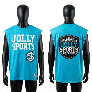 Camiseta sin mangas para hombre, de algodón, estilo liso, ligera, con logo impreso, 100% algodón, corte holgado. - Product Image 3