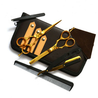 Professionnel 6 pouces barbier coiffure amincissement ciseaux ensemble personnalisé 440c japonais acier acier inoxydable poignée outil de beauté