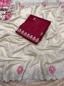 Elegante Sari de Tela de Seda Suave Estilo Boutique India, Diseño Exclusivo de Última Moda para Amantes de la Moda, Ideal para Fiestas, Bodas y Eventos Especiales - Product Image 2