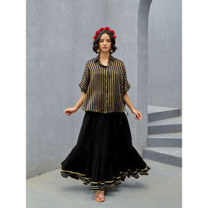 Simhika Striped Bohemian Knit Crop <b>Top</b> <b>and</b> <b>Skirt</b> Set - Product Image 5