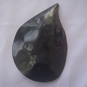 Grand stylo noir en coquille polie, bijoux en coquille naturelle de grande taille avec motif, artisanat naturel fait à la main - Product Image 5