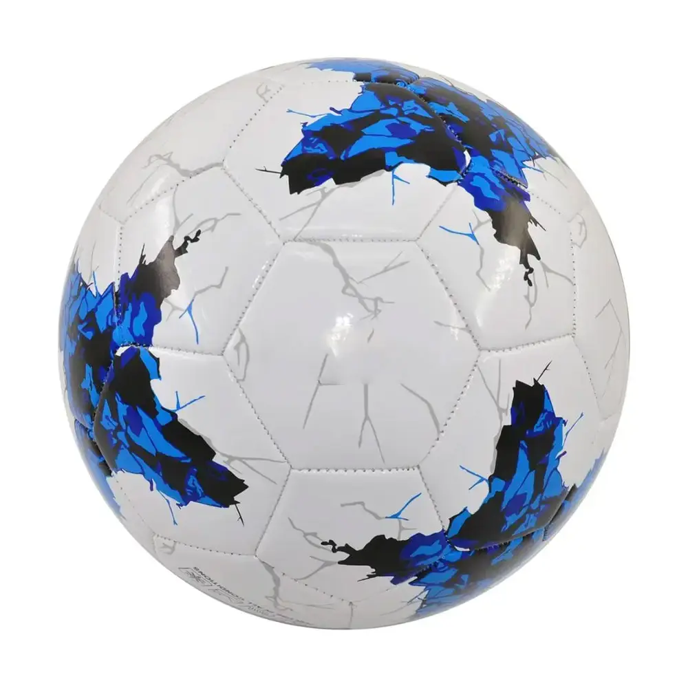 Ukuran 5 warna biru dan putih penjualan bagus pengiriman tangan OEM layanan bahan terbaik produk luar biasa sepak bola sepak bola