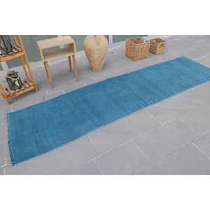 Alfombra Turca de 2.8x9.7 pies, Alfombra Vintage, Alfombra con Puntos Azules - Product Image 2
