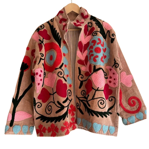 เสื้อแจ็คเก็ตปักลายซูซานีสไตล์อินเดียคุณภาพสูง งานฝีมือระดับพรีเมียม แฟชั่นโบฮีเมียนทันสมัย เสื้อคลุมสไตล์ชาติพันธุ์ - Product Image 3