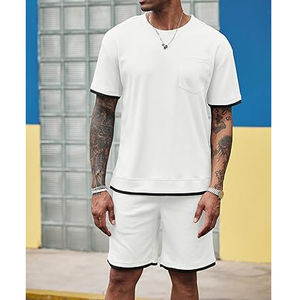 Camiseta de último diseño con pantalones cortos a juego Conjunto de pantalones cortos de dos piezas para hombre Precio más bajo Conjunto doble de manga corta para hombre - Product Image 4