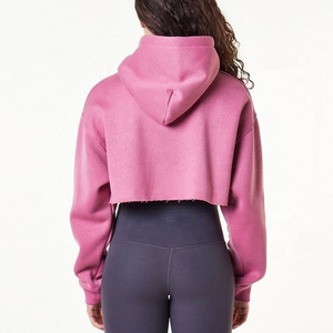 Manufacturer Custom Logo Pullover Hoodie for Women XS Size Crop <b>Top</b> Color Block Intersect Sleeve <b>Winter</b> Sweatshirt OEM Service - Product Image 3