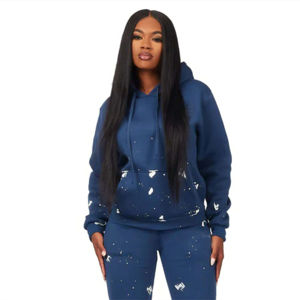 Ensemble de survêtements de jogging 2 pièces pour femmes élégantes Sweats à capuche zippés avec logo personnalisé et survêtement à col à capuche à motif solide - Product Image 1