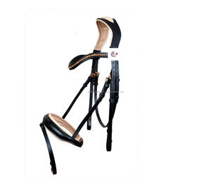 Bride anatomique à bande diamante en or rose de haute qualité en cuir de cheval respirant - Product Image 1