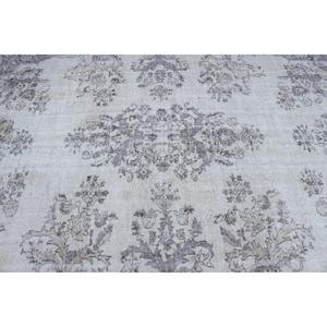 Tapis turc en laine patchwork 5,7x9,1 pi (175x278 cm) gris vintage persan avec envers en latex - Product Image 5
