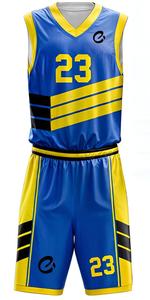 Ensemble de basket-ball imprimé par sublimation de haute qualité, uniformes de basket-ball personnalisés unisexes avec des caractéristiques respirantes et de grande taille - Product Image 3