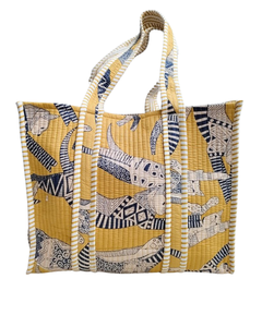 Sac de courses en coton 100% matelassé à motif rayé, fermeture éclair écologique - Product Image 4