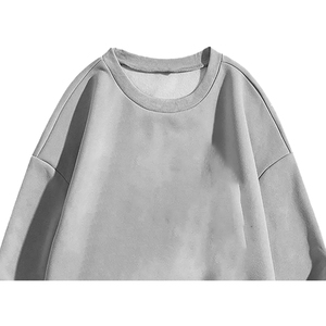 Eco-Friendly Winter Women's Solid Embroidered Breathable Fleece Crew Neck <b>Sweatshirt</b> Front Pure <b>Grey</b> Windproof Polyester/Cotton - Product Image 4