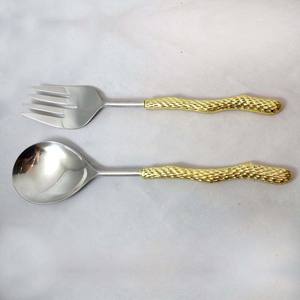 Conjunto de servicio de barra de ensalada, cuchara con mango de diseño de piel de serpiente decorativa de Metal, cuchara de postre plateada para fiesta, boda, hogar, Mesa - Product Image 5