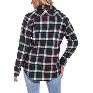 Pakistan fabricant bureau dame Style coton flanelle chemise pour femmes solide décontracté haut doublure bouton chemises automne avant large - Product Image 5