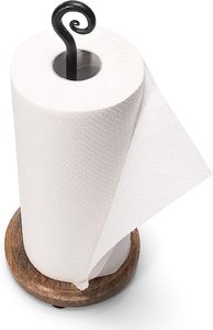 Porte-serviettes en papier décoratif en bois et en fer pour comptoir (noir) - Product Image 3