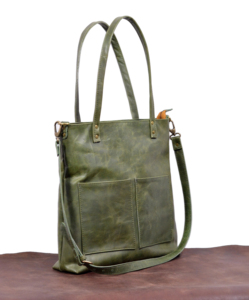 Sac fourre-tout pour femme en cuir véritable vert, minimaliste, à ouverture supérieure, sac bandoulière pour un usage quotidien - Product Image 2