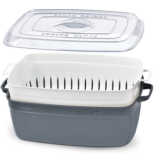 Contenedor de Almacenamiento Rectangular de Plástico de 5L, Tapa Hermética, Colador, Cesta para Especias, Moderno, para Cocina, Lavado, Almacenamiento de Frutas Frescas - Product Image 1