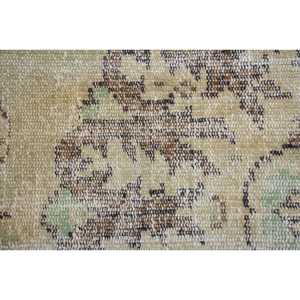 Tapis rond turc 2,5x1,5 pieds, tapis en laine vintage à fleurs vertes - Product Image 5