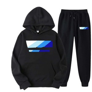 Vente en gros Livraison directe Survêtement 2 pièces noir cousu sur mesure Pantalon à capuche à manches longues Pantalon pour homme et femme - Product Image 1